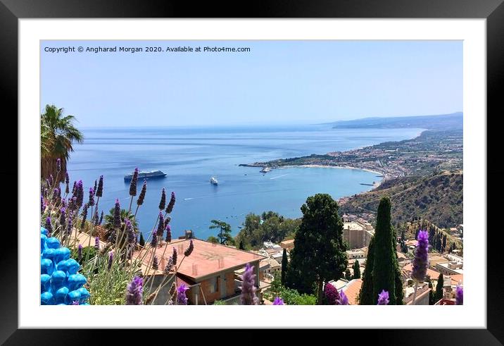Taormina Bay Sicily Framed Mounted Print by Angharad Morgan