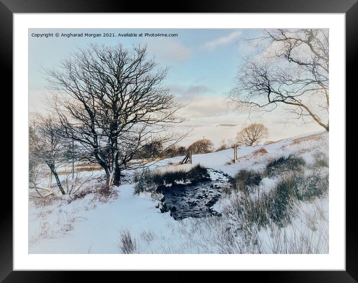 Winter landscape Framed Mounted Print by Angharad Morgan