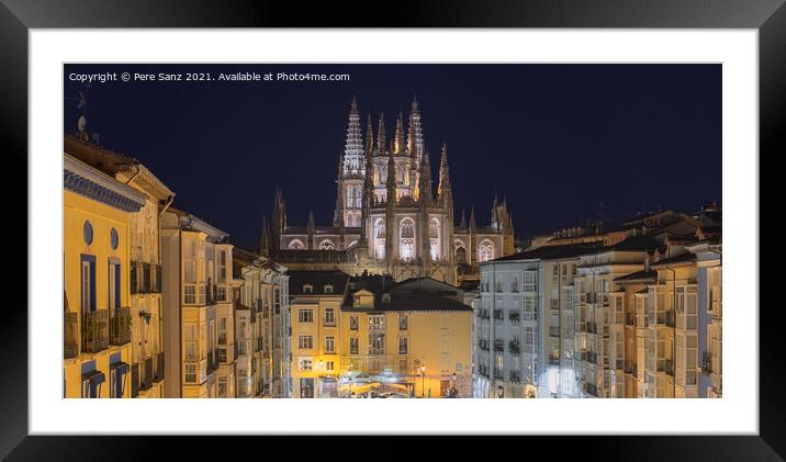 Night View of Burgos Cathedral, Spain Framed Mounted Print by Pere Sanz