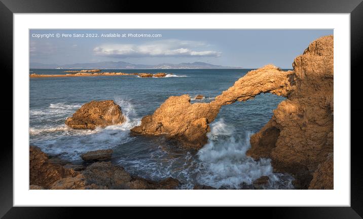 Natural Arch at the Beach in L'escala, Catalonia  Framed Mounted Print by Pere Sanz