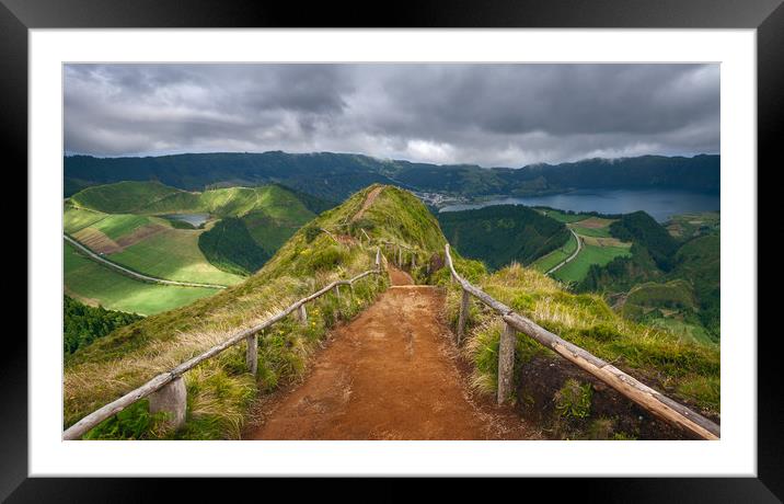 Walking path leading to a view in Sao Miguel Framed Mounted Print by Pere Sanz
