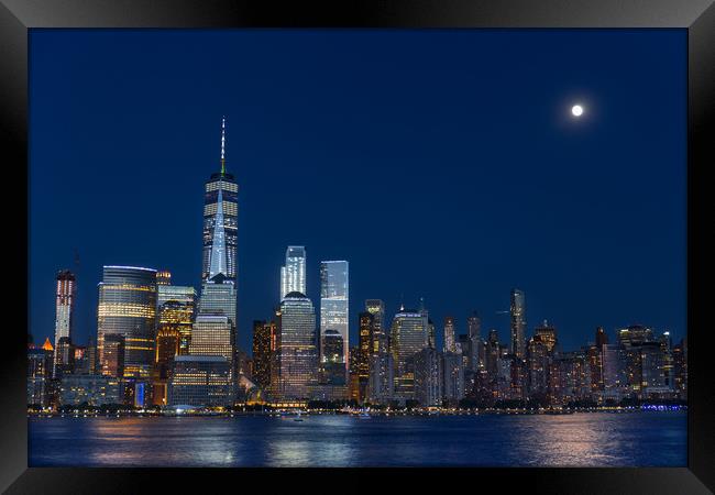 Lower Manhattan Skyline at blue hour, NYC, USA Framed Print by Pere Sanz