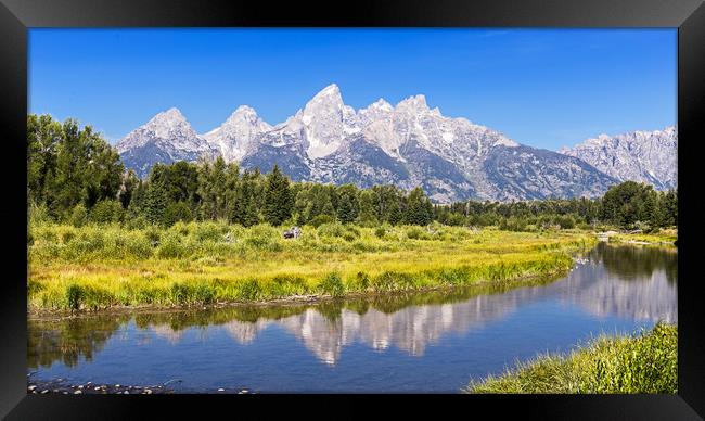 Schwabacher landing with its reflection. Grand Tet Framed Print by Pere Sanz