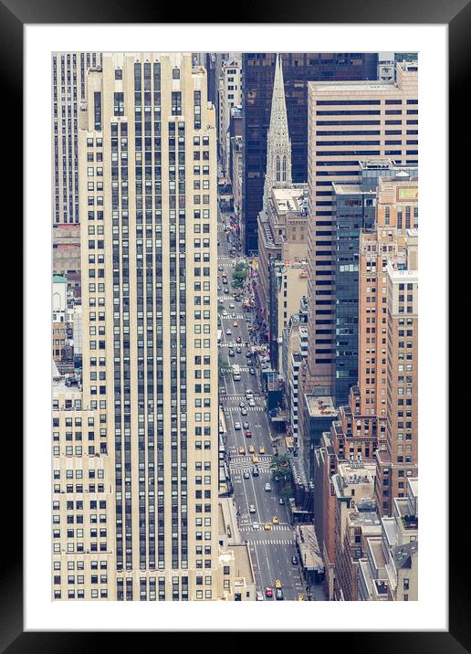 Aerial view of NYC fifth avenue, USA Framed Mounted Print by Pere Sanz