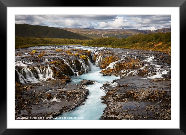 Beautiful Turquoise Bruarfoss Waterfall, Iceland  Framed Mounted Print by Pere Sanz
