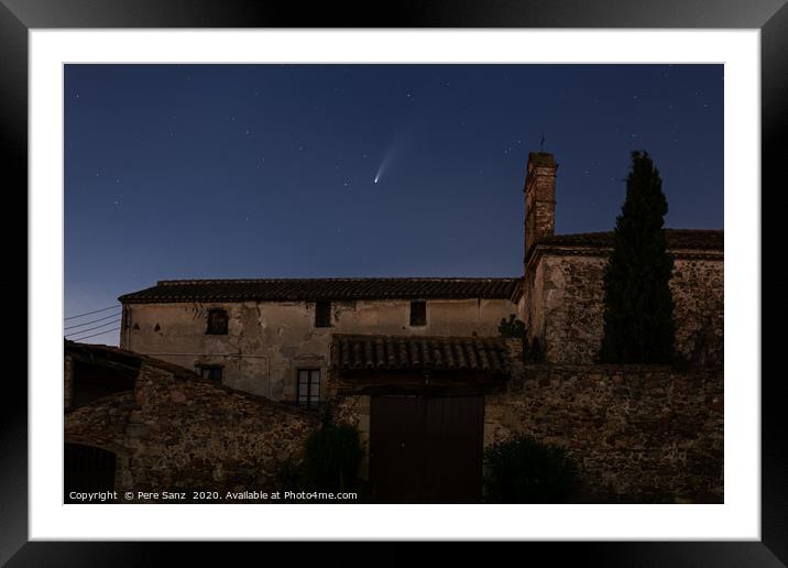Comet Neowise over a Rural House  Framed Mounted Print by Pere Sanz