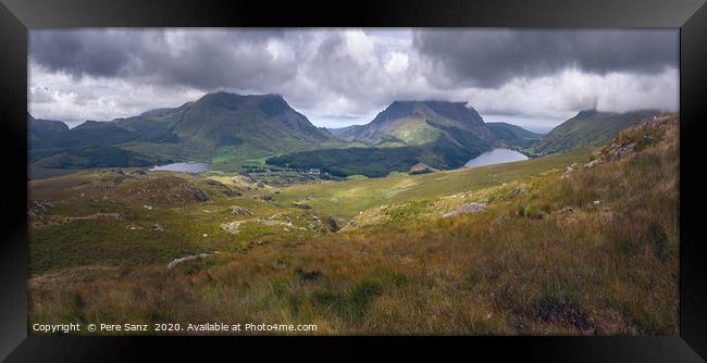 Panorama of Cloudy Landscape in Snowdonia, Wales,  Framed Print by Pere Sanz