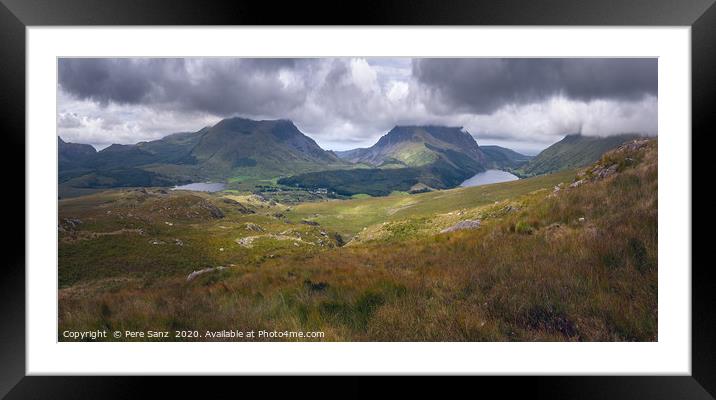 Panorama of Cloudy Landscape in Snowdonia, Wales,  Framed Mounted Print by Pere Sanz