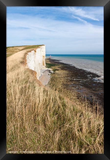 Beachy Head and  Lighthouse in Eastbourne Framed Print by Pere Sanz