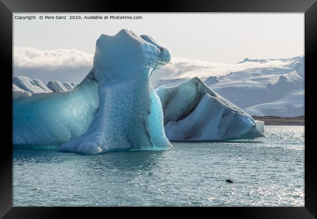 Floating icebergs in Jokulsarlon glacier lagoon Framed Print by Pere Sanz