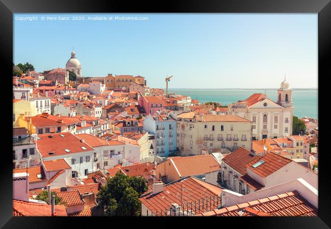 Lisbon cityscape of the Alfama district, Portugal  Framed Print by Pere Sanz