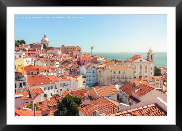 Lisbon cityscape of the Alfama district, Portugal  Framed Mounted Print by Pere Sanz