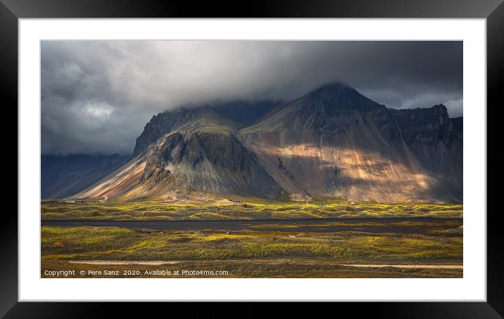 Vestrahorn mountain on Stokksnes cape in Iceland Framed Mounted Print by Pere Sanz