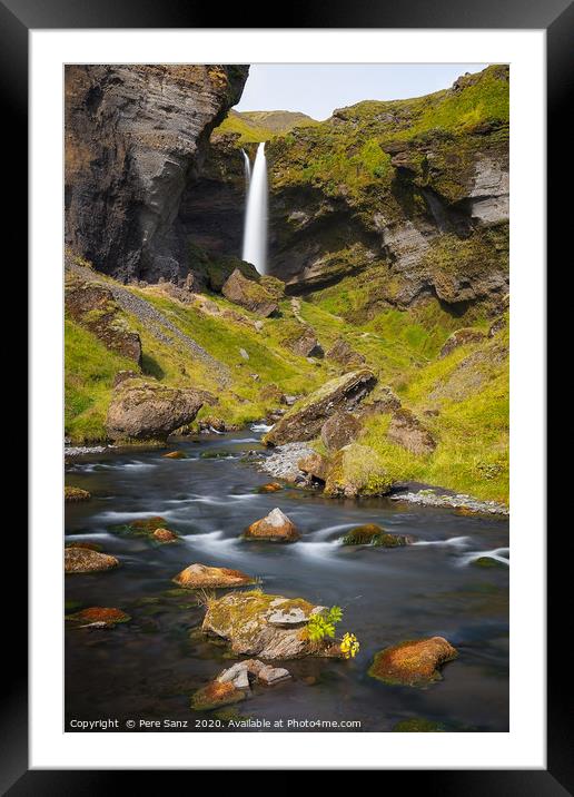 Kvernufoss Waterfall in South Iceland   Framed Mounted Print by Pere Sanz