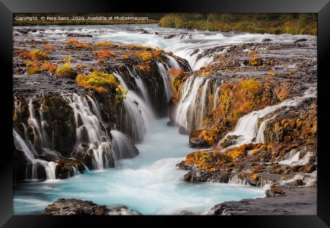 Beautiful Bruarfoss Waterfall Close up, Iceland  Framed Print by Pere Sanz