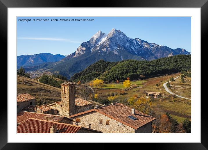 Gisclareny Village and Iconic Pedraforca Mountain  Framed Mounted Print by Pere Sanz