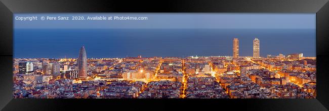 Barcelona skyline panorama at the Blue Hour Framed Print by Pere Sanz