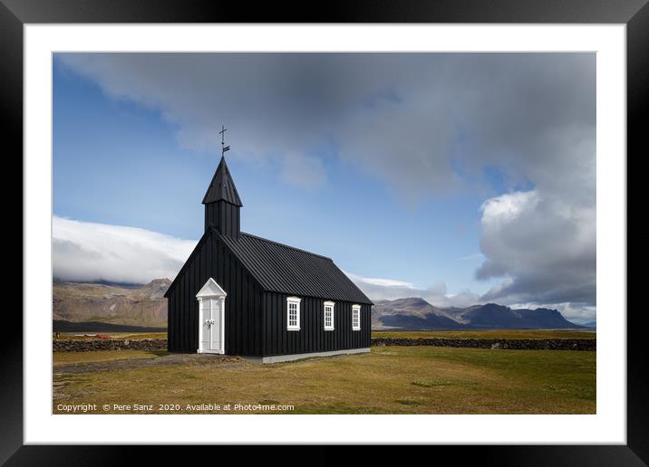 The Black Church at Budir, Snæfellsnes Peninsula,  Framed Mounted Print by Pere Sanz