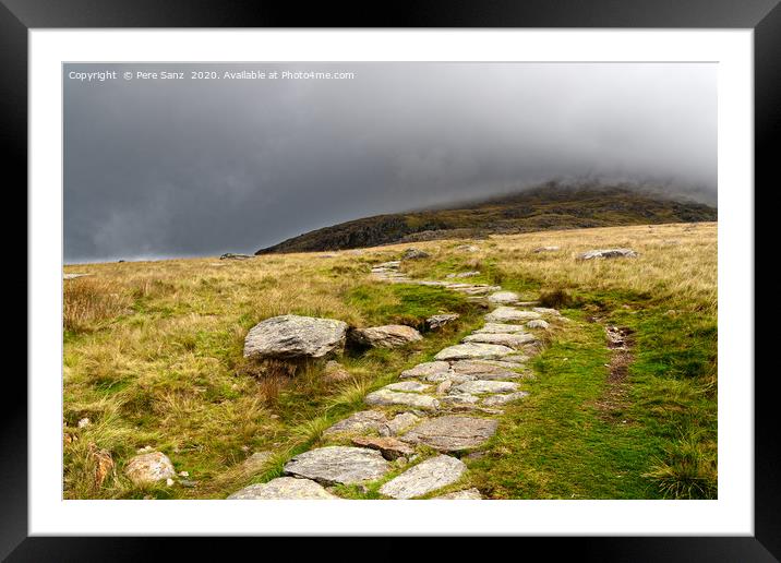Stone path in the mountains of snowdonia, Wales Framed Mounted Print by Pere Sanz