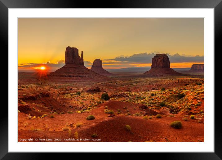 Sunrise over Monument Valley Panorama  Framed Mounted Print by Pere Sanz
