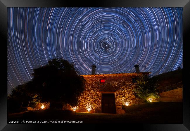 Star Trails over a Rural House Framed Print by Pere Sanz