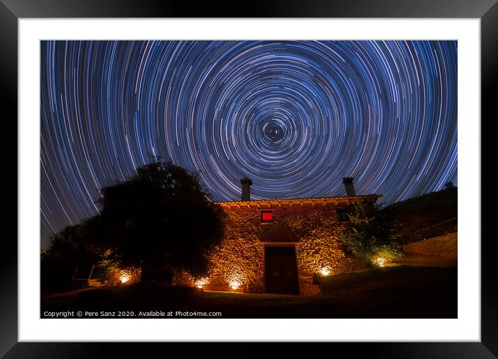 Star Trails over a Rural House Framed Mounted Print by Pere Sanz