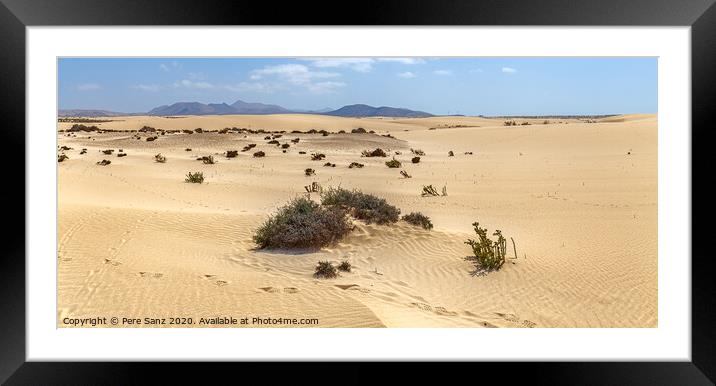 Corralejo Dunes with Volcanic Mountains in the Baclground in Fuerteventura, Canary Islands Framed Mounted Print by Pere Sanz