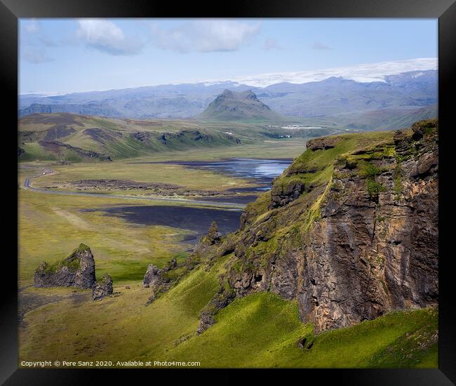 Beatiful green landscape as seen from Dyrhólaey, Iceland Framed Print by Pere Sanz