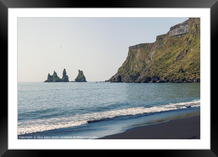 Reynisdrangar Cliffs and sea stacks in Vik, Iceland Framed Mounted Print by Pere Sanz