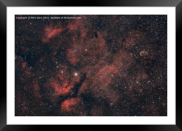 Red Nebulosity arroud Sadr in the Constellation of Cygnus Framed Mounted Print by Pere Sanz