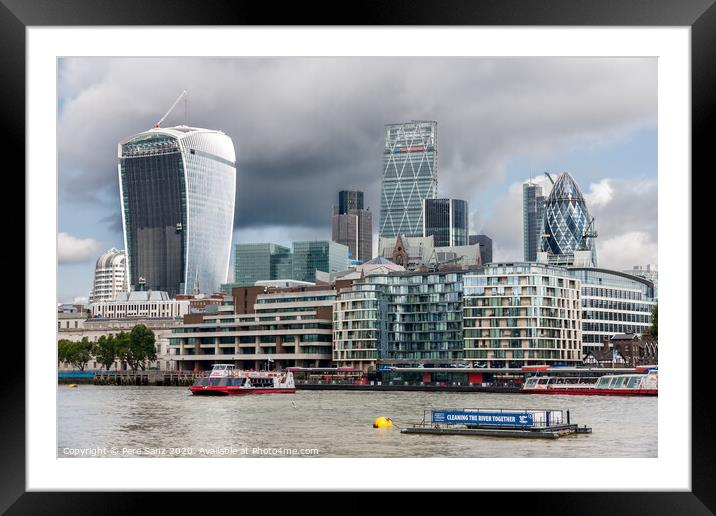 The City of London is the main financial district of London and vies with New York City as the financial capital of the world Framed Mounted Print by Pere Sanz