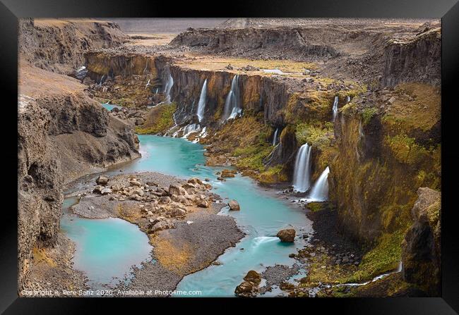 Sigoldugljufur, a Canyon with Waterfalls in Iceland  Framed Print by Pere Sanz