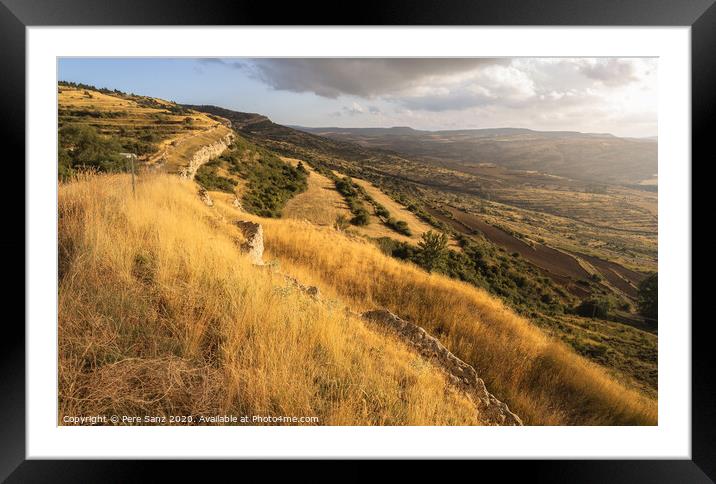 Sunlight over a Valley in Villarroya de los Pinares, Spain Framed Mounted Print by Pere Sanz