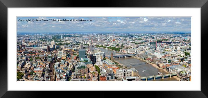  River Thames  panorama in London. Panaroma view from top of Shard Tower, the tallest building in Europe. Framed Mounted Print by Pere Sanz