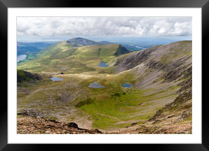 Mountain view from the Snowdon summit, Snowdonia, Wales Framed Mounted Print by Pere Sanz