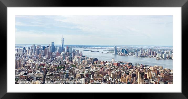 Lower Manhattan Skyline Aerial View, NYC, USA  Framed Mounted Print by Pere Sanz