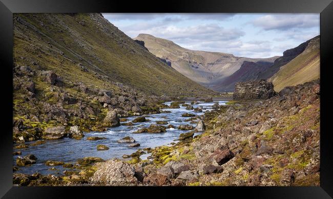 Eldgja Canyon, Down Ofaerufoss Waterfall, Iceland Framed Print by Pere Sanz