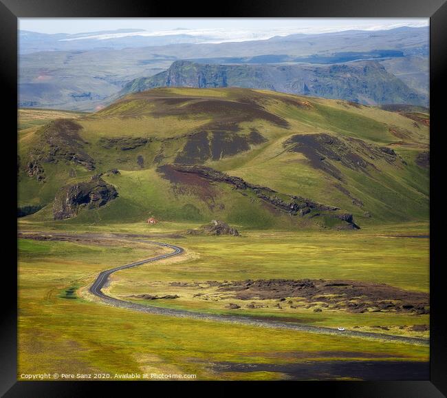 Beatiful green landscape as seen from Dyrhólaey, Iceland Framed Print by Pere Sanz