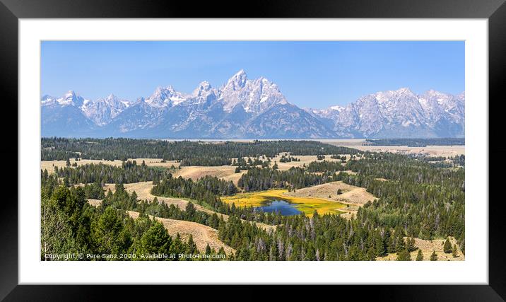 Hedrick Pond Overlook Panorama  at Grand Teton National Park, WY Framed Mounted Print by Pere Sanz