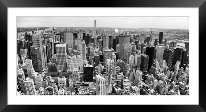 Manhattan Panoramic Aerial View Framed Mounted Print by Pere Sanz