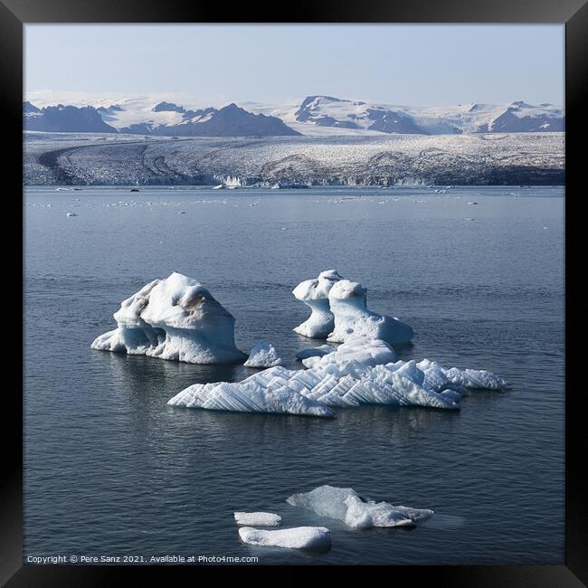 Icebergs at Jokursarlon Glacier Lagoon in Iceland Framed Print by Pere Sanz