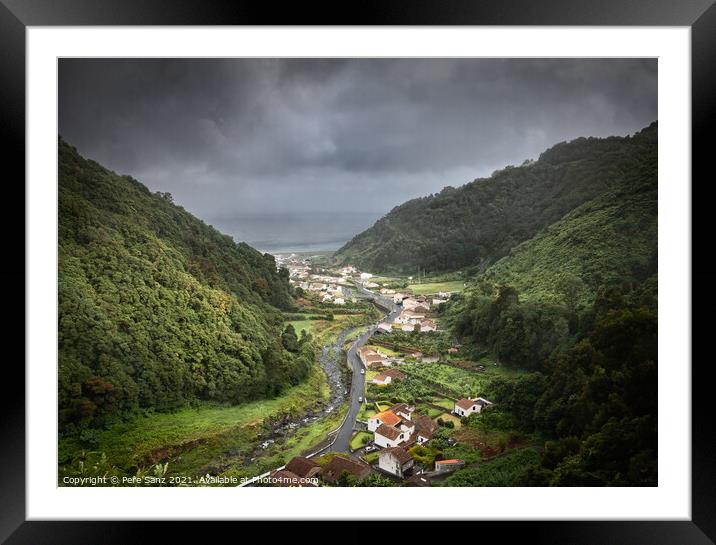 Moody Weather on a Valley in Sao Miguel, Azores Islands Framed Mounted Print by Pere Sanz