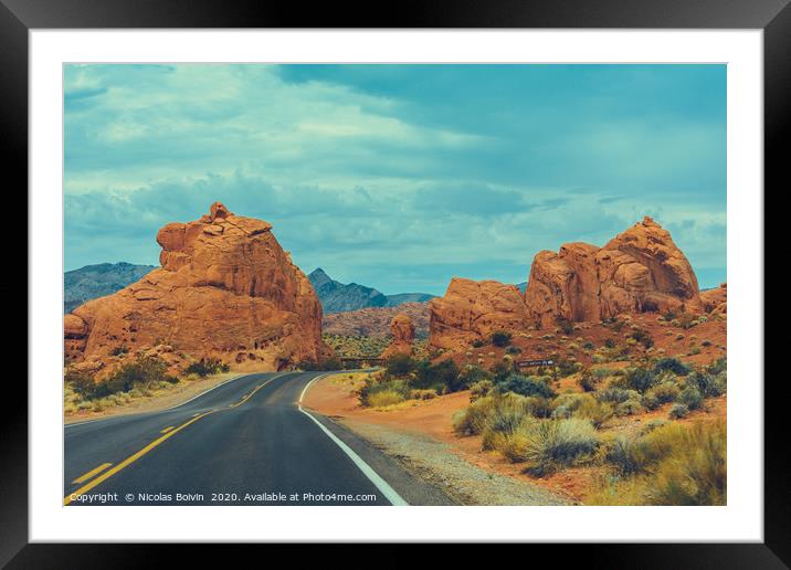 Scenic Drive, Valley of Fire State Park Framed Mounted Print by Nicolas Boivin