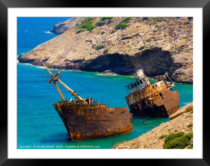 Olympia Shipwreck near Kalotaritissa beach Framed Mounted Print by Nicolas Boivin
