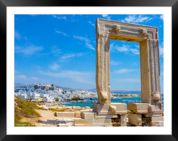 Portara - ruins of ancient temple of Delian Apollo Framed Mounted Print by Nicolas Boivin