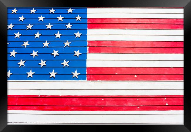 USA flag painted on wall Framed Print by Nicolas Boivin