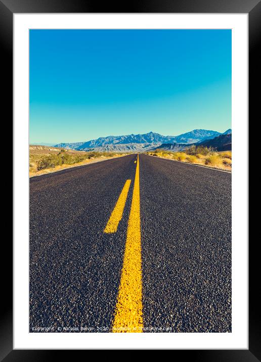 Classic american southwest road during a road trip Framed Mounted Print by Nicolas Boivin