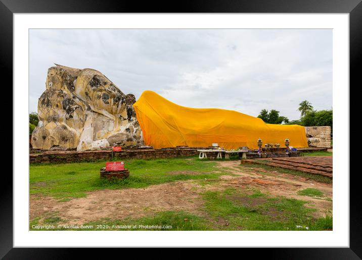 Reclining Buddha at Wat Lokayasutharam Framed Mounted Print by Nicolas Boivin