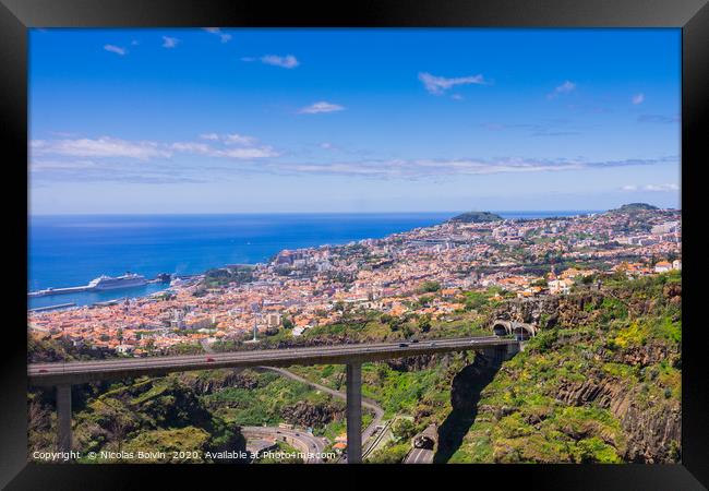 Aerial view of Funchal Framed Print by Nicolas Boivin