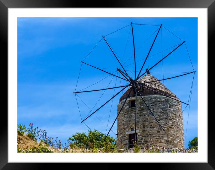 Old Traditional Windmills in Naxos island Framed Mounted Print by Nicolas Boivin
